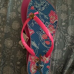 Lilly Pulitzer Pink and Blue Sandals Vibrant Design